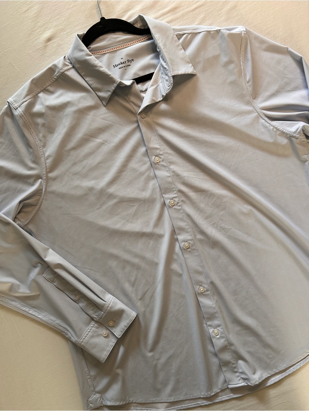 Hawker Rye Performance Dress Shirt XL Blue Micro Check Stretch